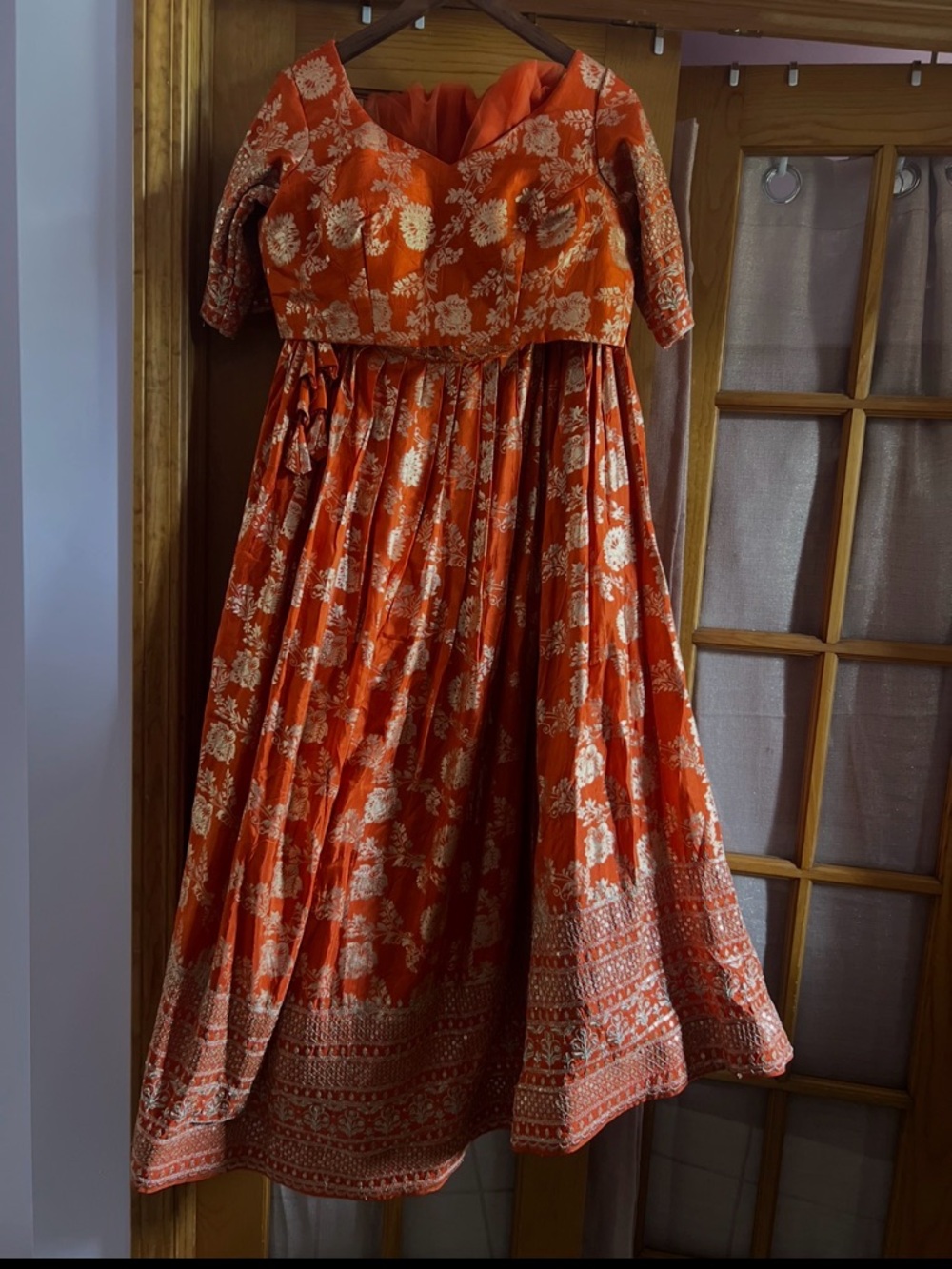 Orange 🧡 Floral Banarasi lehenga choli